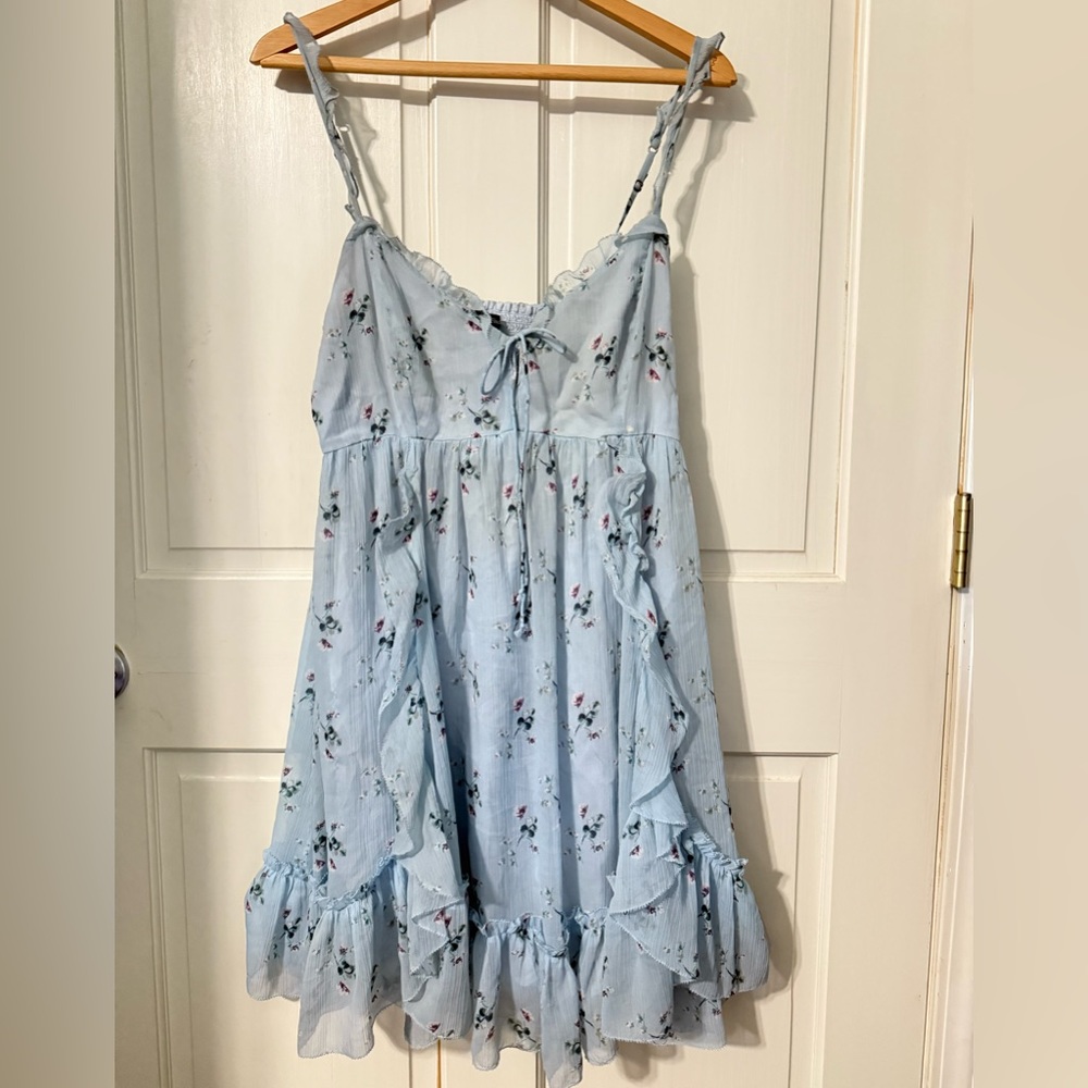 Light Blue Floral Ruffle Sundress